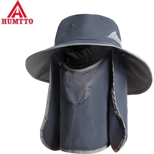 HUMTTO Brand Hats for Men Sun Protection Fishing Hat beach caps Mens Breathable 2021 Summer Hking Camping Fisherman Hat