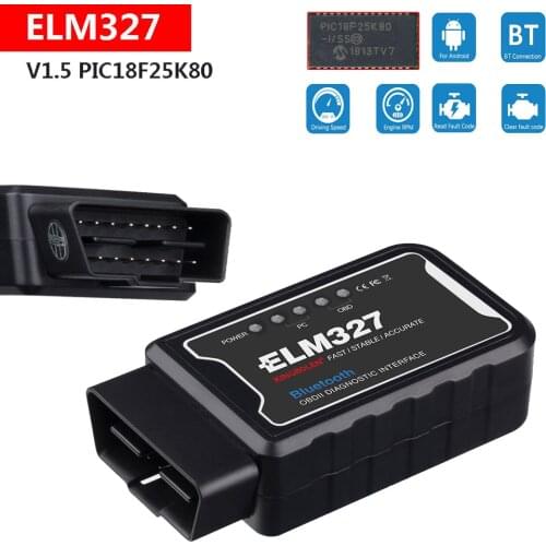 ELM327 Scanner V1.5 Bluetooth PIC25K80 Diagnostic Error Code Tester For Nissan X-Trail 350Z Z33 Maxima OBD Vehicle 2001-Now