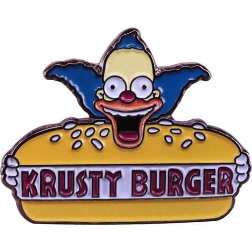 Krusty The Clown Enamel Pin Krusty Burger Cartoon TV Show Pins