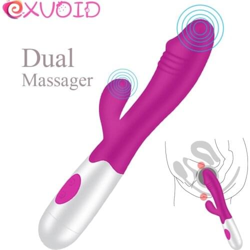 EXVOID 30 Frequency Rabbit Vibrator G Spot Massager Dildo Vibrators for Women Dual Vibration Silicone Adult Sex Toys for Woman