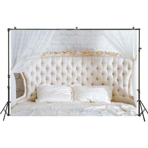 Photography Backdrop Soft Light Colors Luxury Elegant Classic Bedroom Background Buttoned Headboard Studio Baby Portraits Banner