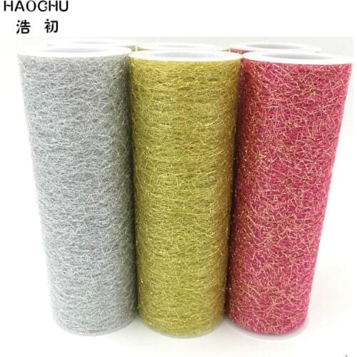 HAOCHU 6'' 5yards Patchwork Tulle Rolls Tissue Gauze Cloth Costumes Mesh Fabric Gift Wrap Wedding Chair Sash Christmas Decor