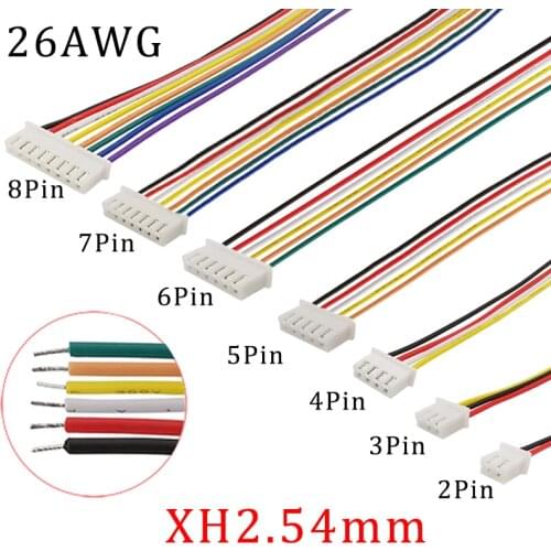 50Pcs XH2.54 JST Male Wire Connector 2.54mm Pitch 2/3/4/5/6/7/8/9/10Pin JST Plug 26AWG Electronic Cable Terminal Adapter 20/30CM