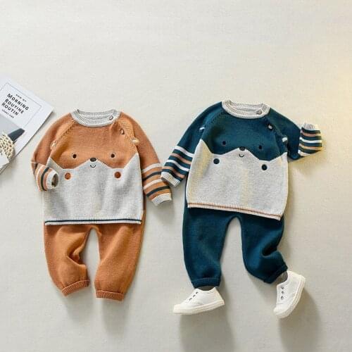 Infant Boys Clothing Sets 2pcs Knitting Pullovers Tops+Pants Boutique Baby Sweater Suit 2021 New Autumn Winter Knitted Baby Sets