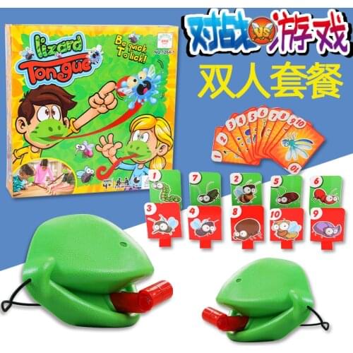 Chameleon Lizard Mask Wagging Tongue Lick Cards Board Game for Children Family Party Toys Funny Desktop Game Toys