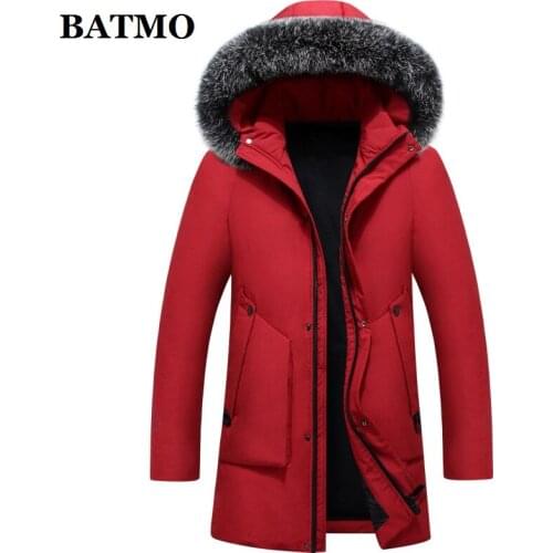 BATMO 2019 new arrival winter 90% white duck down hooded jackets men,fox fur collar jackets men,152