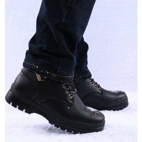 2020 new winter snow boots mens plus cashmere warmth non-slip thick-soled tooling high-top leather shoes mens cotton shoes