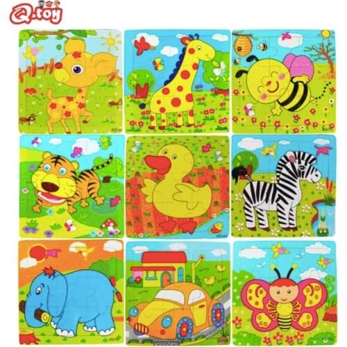 Limited order 2pcs only cartoon wooden puzzle jigsaw animal cow puzzles 9 piece puzzle Montessori educational toy learning toys