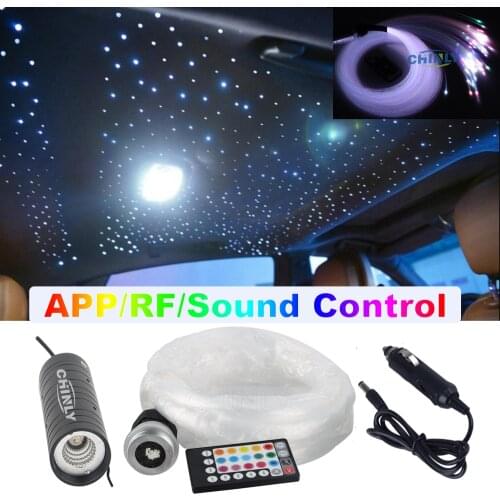 Fiber Optic Light Smartphone APP Bluetooth Control 6W RGB Colorful Star Ceiling Lights RF Control 2m Fiber Optic Cable