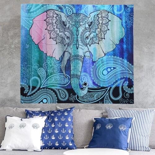Beach Mat Indian Mandala Wall Hanging Hippie Tapestry Elephant Printed Square Bohemian Beach Mat Bikini Cover-Up Blanket