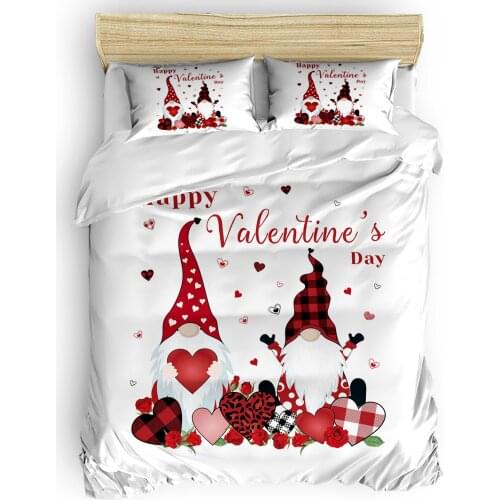 Happy ValentineS Day Love Gnome Duvet Cover Set with Pillowcase Home Decoration Bed Comforters King Size Bedding Set