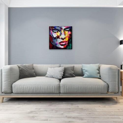 Multicolor Knife Artwork Abstract Woman Face Portrait Canvas Painting for Living Room Wall Art Home Decorations Dropship Custom