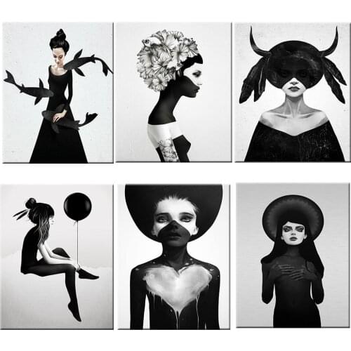 Nordic Quote Poster Black White Butterfly Woman Wall Art Canvas Prints Wall Pictures Modern Paintings no Framed