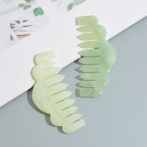 Natural Jade Hair Comb Head Massager Scalp Massage Meridian Retro Gua Sha Board Stone Body Massage Hair Brush Comb