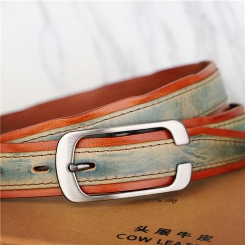 Belts for Women Luxury Designer Brand Retro Hand Stitching Cowhide Fashion Wild Jeans Belt