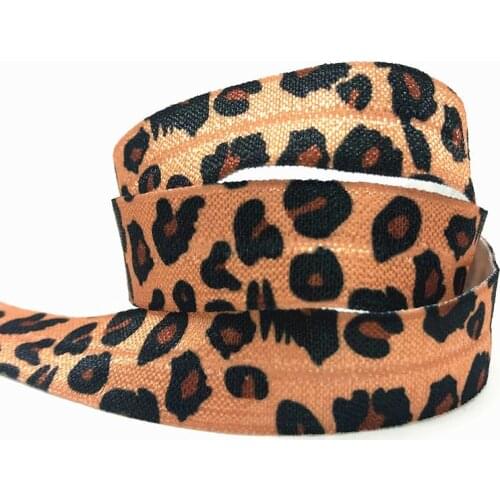 5 Yards 16mm Leopard printed foe elastic Ribbon bands DIY Girl Hair tie headbands Hair accessories