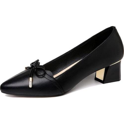 The Lowest Selling Price Is 168 Yuan. Pointed Thick Heel Shoes, Bow-Knot Decorated Solid Color WomenS Shoes, Waterproof Platfor