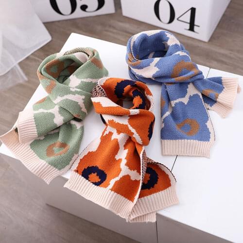 Doitbest 2 to 10 Years old Children winters knitted winter scarf warm Big Leopard 2020 Acrylic kid scarves boy girls collar