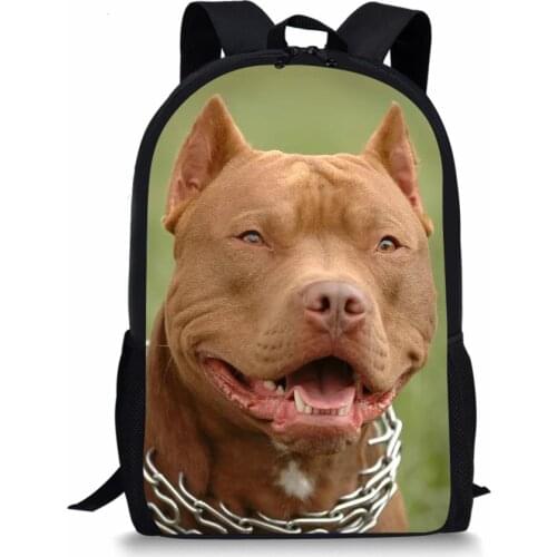 ELVISWORDS School Bags For Kids Girl Boys Pitbull Bull Dogs Print School Backpack Mochila Escolar Travel Satchels Child Bookbag