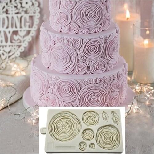 Food Grade Big Size 3D Rose Flowers Shape Fondant Cake Border Decoration Silicone Mold Chocolate Cookies Handmade Soap Mould