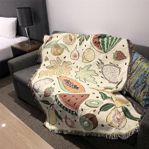 Nordic Fruit Watermelon Throw Blanket Sofa Tassel Tapestry Papaya Beach Covers Picnic Yoga Summer Travel Bed Blankets Manta Sofa