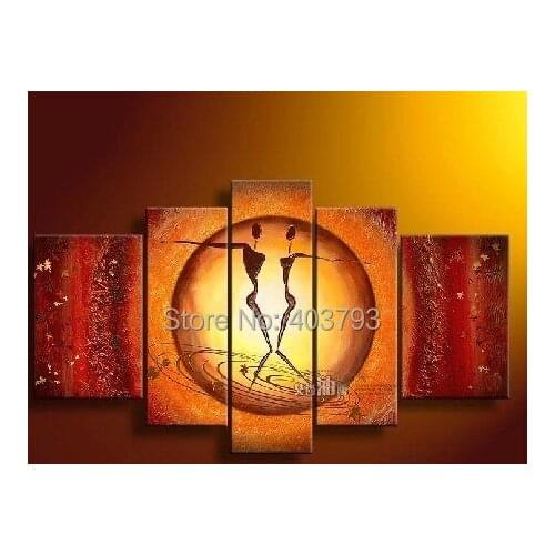 Modern abstract fashion oil painting on canvas dance together 5P paintings no framed free shipping