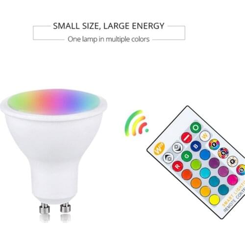 Dimmable RGB LED Bulb 110V 220V GU10 8W Lampada Led Lamp RGB Spotlight 16 Colors Bombillas Led Light With Remote Control