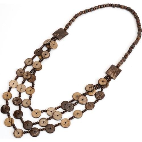 Vintage Bohemian Tassel Long Necklace Multicolor Coconut Shell Beads Boho Necklaces For Women Costume Jewelry