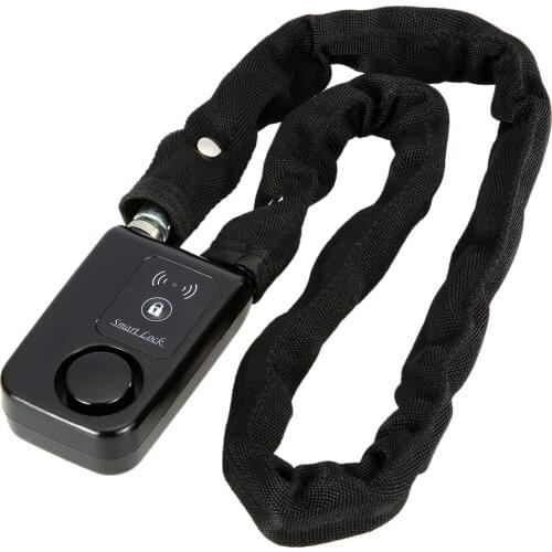 Black Smart Chain Lock 80Cm Smart Waterproof Bluetooth Lock 110Db Latest Anti Theft Alarm Keyless Phone App Control Lo