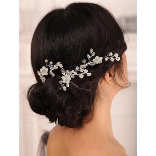 Silver Bridal hair pin Flower Rhinestone Crystal Hair clips for hair accessories hat female wedding Headwear Trendy