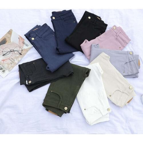 Spring Pink White Women Pants Pentalon Femme High Waist Slim Pencil Pants Skinny Stretch Leggings Casual Ladies Trousers C7073