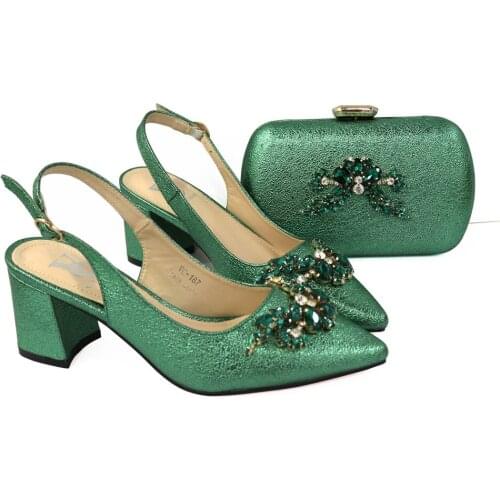 Ladies Platform Women African Shoe and Bag Set Water Green Color High 2021 Heel Ladies Shoe with Matching Bag High Quality
