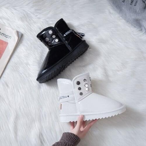 Winter shoes warm plush Hot Sale Female boot boots ankle boots black botines mujer Outdoor Slip Metal decoration women U11-95