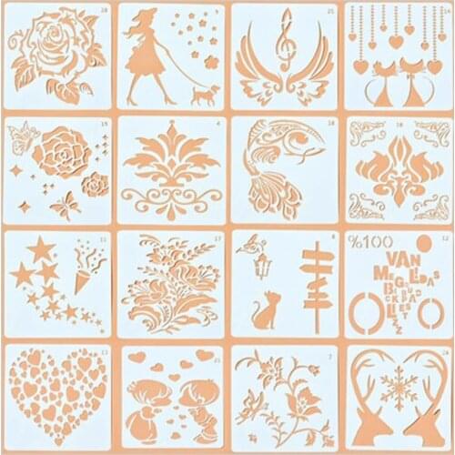 28pcs 13cm Square Floor Tile Stencil for Kitchen Wall Painting Designs DIY Craft Stamping Embossing Paper Card Spray Cake Mould