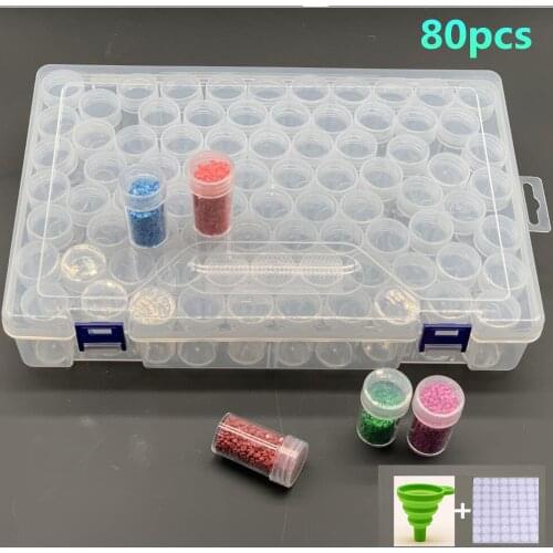 32/48/56/60/64/80 Lattice 5D Diamond Transparent Plastic Box, Diamond Painting Tool Accessories, Jewelry Bead Storage Container
