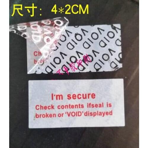 40x20mm Security void sealing paste adhesive anti-fake seal sticker Tamper proof label void label