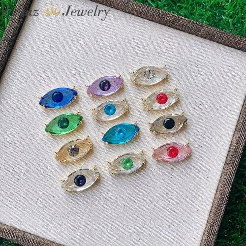 5PCS, New Gold Color Crystal Eye Charm Pendant for Necklace Findings for Jewelry Making