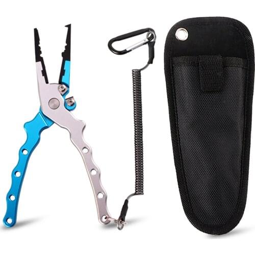 Aluminum Saltwater Fishing Pliers Hook Tungsten Carbide Braid Cutters Split Ring Pliers Hook Remover Fish Holder With Sheath