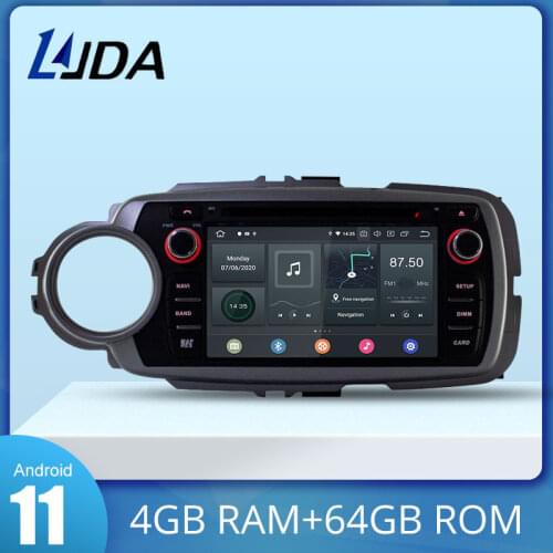 LJDA Android 10.0 Car DVD Player For Toyota Yaris 2012-2017 Wifi GPS Navigation Stereo 2 Din Car Radio 4G+64G Multimedia DSP IPS