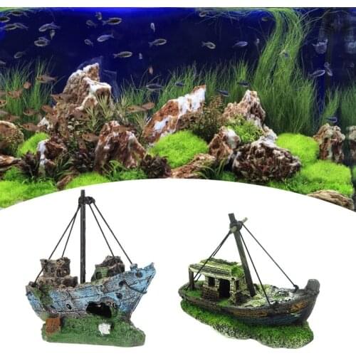 Aquarium Fish Tank Landscape Pirate Ship Wreck Ship Decor Resin Boat Ornament Aquarium Accessories Decoration