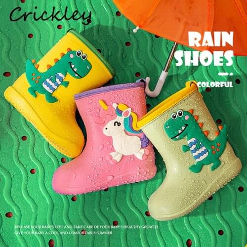 Cartoon Cute Dinosaur Unicorn Children Rain Shoes for Boys Girls Waterproof Pvc Rubber Non Slip Toddler Kids Rain Boots