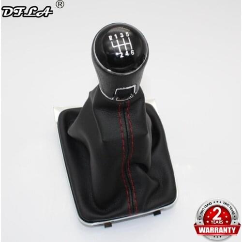 For VW Golf 7 MK7 GTD GTI Variant 2013 2014 2015 2016 2017 2018 Car-Styling 6 Speed Gear Stick Shift Knob Leather Boot Red Line