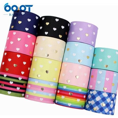 Geometry Solid Color Love Bronzing Grosgrain Ribbon,1-1/2"(38MM),5Yards/Lot Bow Cap DIY Accessories Decorations M-21202-146