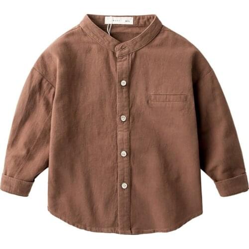 Toddler Boy Cotton Long-Sleeved Shirt Autumn Spring Childrens Casual Clothing Solid Color Baby Children Blouses Shirt