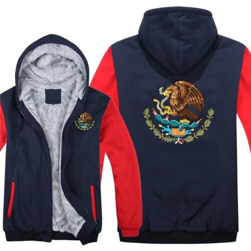 Mexico National Emblem Hoodies Winter Thicken Coat Mexico Country Flag Sweatshirt Mans Pullover