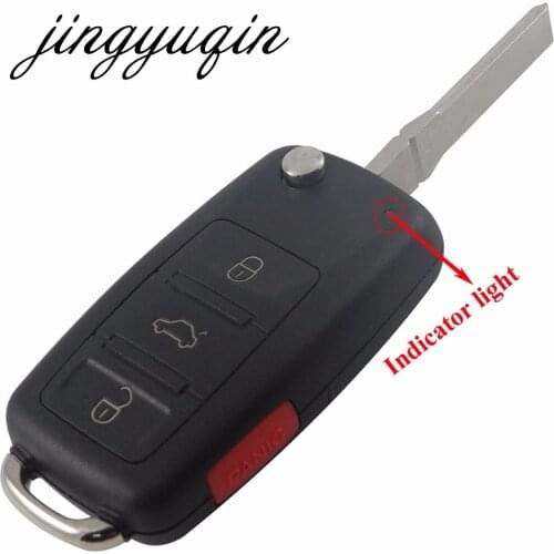 Jingyuqin 5pcs/lot Flip Remote Key Shell fit for VW Touareg 3+ 1 4 Buttons Switchblade Flip Case Fob