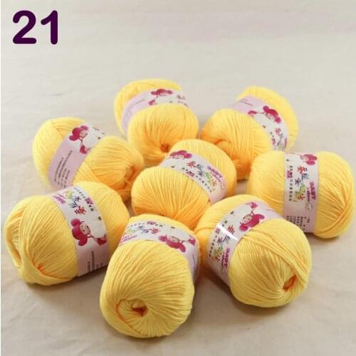 Color Optional 8 ballsX50g Cashmere Silk Velvet Children Hand Kintting Yarn Yellow Banana 18-21