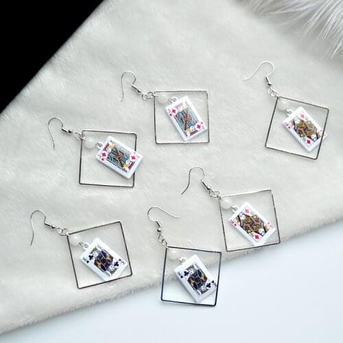 Korea Fashion Geometric Funy Poker Earrings Creative Playing Cards Drop Earring for Girl birthday party Earring Unique jewelry