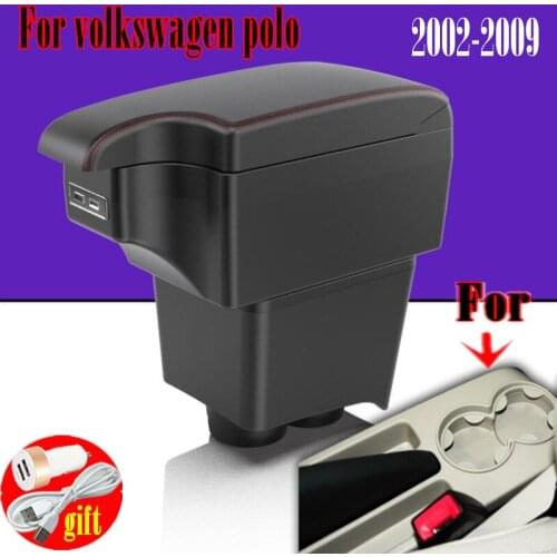 Storage Box Center Console Leather Cup Holder Dual Layer Armrest Arm Rest For Volkswagen VW Polo 9N 02-2009 2005 2006 2007 2008