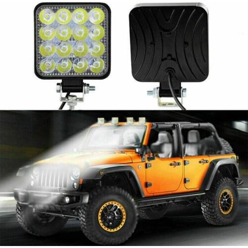 48W 16LED Car Square Work Light 12V/24V Truck SUV 4WD Off Road Flood Spot Lamp Automotive Outdoor Engineering Lights Assist Lamp